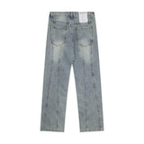 Men Jeans Stitching Topstitching Loose