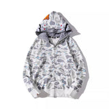 Bathing Ape Hoodie Luminous Starry Sky Two-Hat Cardigan Zipper Velvet Shark