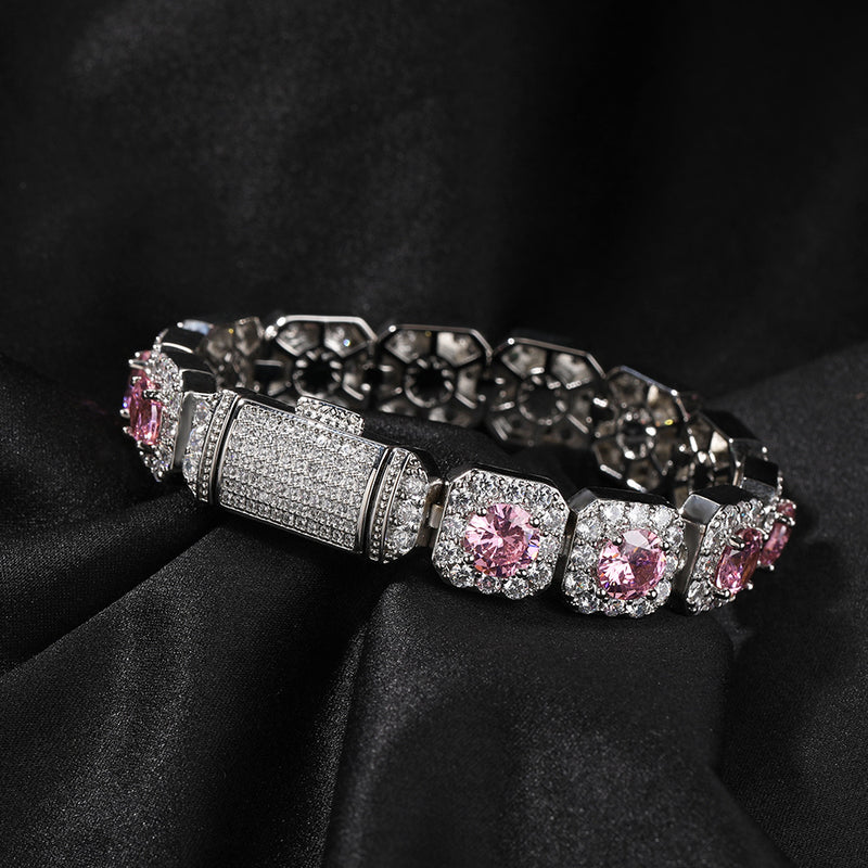 Bracelet Hip Hop Bracelet Copper with Zircon Color Spectrum St. Valentine's