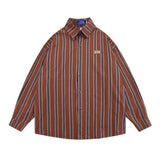 Men Long Sleeved T Shirt Vertical Striped Long Sleeve Shirt Outer Wear Men's Spring and Autumn Loose Casual
