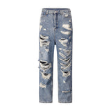 Men Jeans Scrape Loose Hole Distressed Leisure