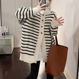 Women Knitted Cardigan Striped Knitted Cardigan Sweater