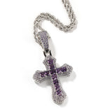 Jewelry Cross Necklace Copper Set Purple Zircon Light Luxury Crosses Spectrum St. Valentine's