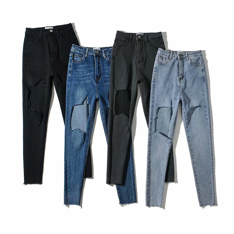 Women Jeans Summer Stretch Slim Fit Fashion Holes