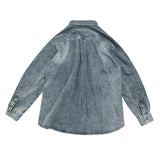 Unisex Shirt Blue Casual Loose Denim