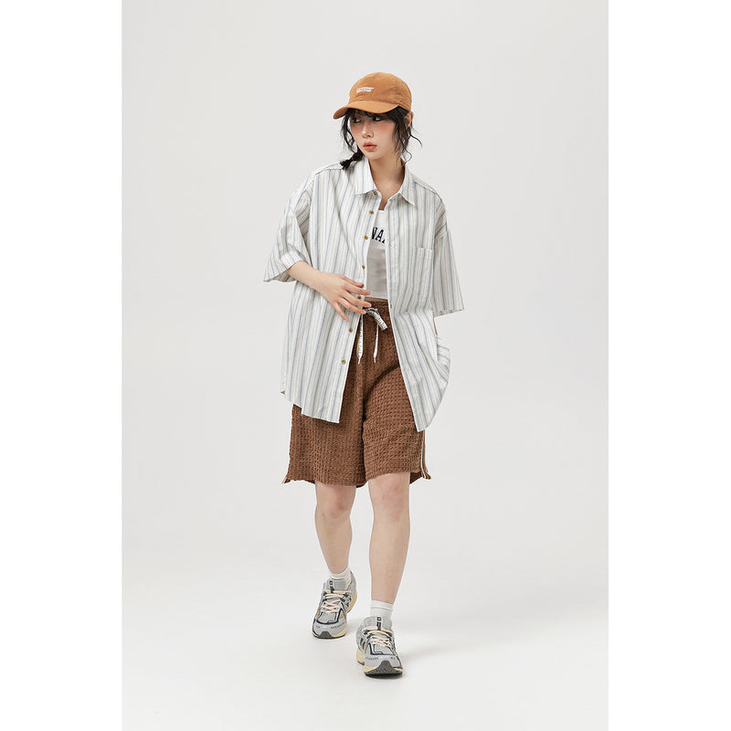 Unisex Shirt Vintage Striped Shirt Summer Cardigan Loose