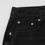 Men Jeans Embroidery Bell-Bottom Pants All-Match Pleated Bright White