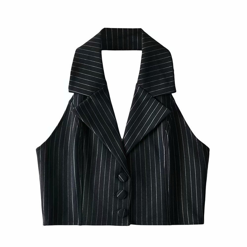 Women Vest Striped Suit Sexy Slim-Fit Short