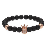 Bracelet Tiger's Eye Volcanic Stone Agate Microencrusted Zircon Hip Hop Royalty