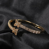 Bracelet Double Butterfly Bracelet Hip Hop Copper Set Zircon Opening St. Valentine's Spectrum