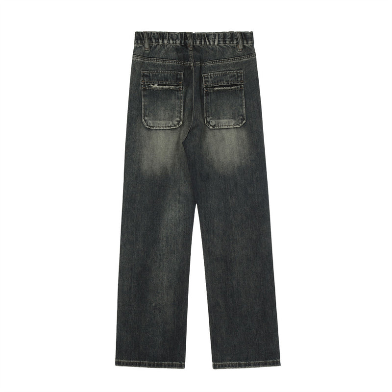 Men Jeans White Old Loose Casual