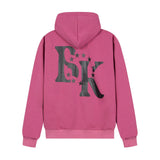 Men Fleece Lined Hoodie High Street Letters Printed Hoodie Men's Loose Hooded