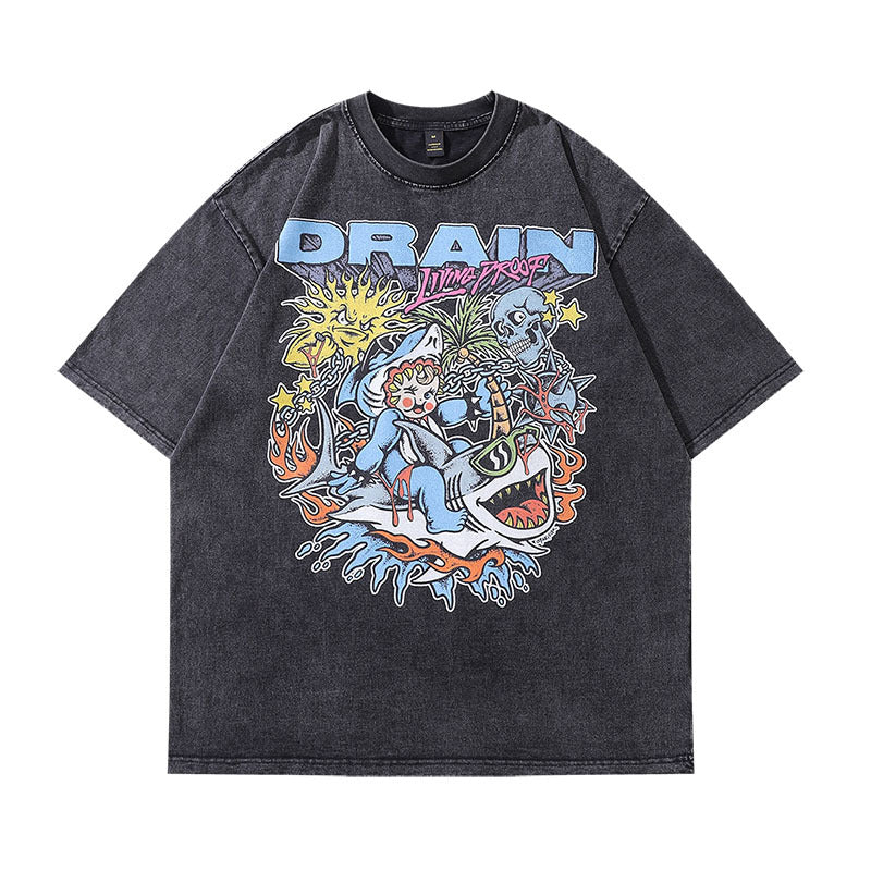 Men's T-Shirt Cartoon Vintage Print Oversize