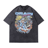 Men's T-Shirt Cartoon Vintage Print Oversize Heavy Distressed