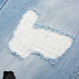Men Jeans Ripped Cross Pattern Hip Hop Loose