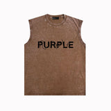 Purple Brand Distressed Tank T Shirts Distressed Sleeveless T-shirt Vest