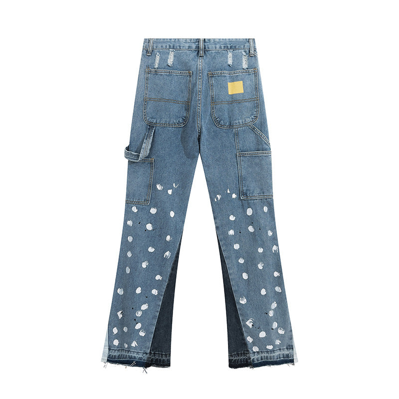 Gallery Dept Pant Splash Ink Patchwork Retro High Street Men's and Women's Flared Jeans