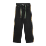 Men Jeans Vintage Side Stripes Distressed