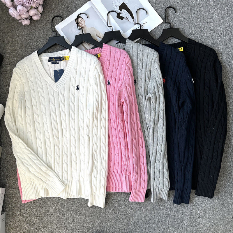Ralph Lauren Knitted sweaters Vintage V-Neck Twist Bottom Knitted Sweater