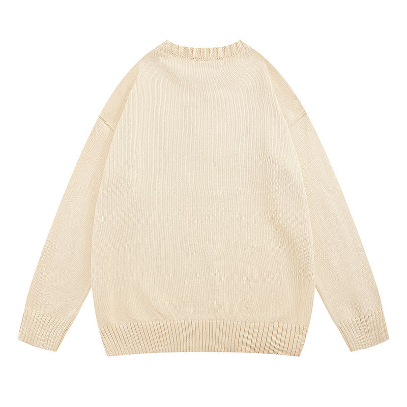 Women Sweater Letter Printed Knitted Top Versatile