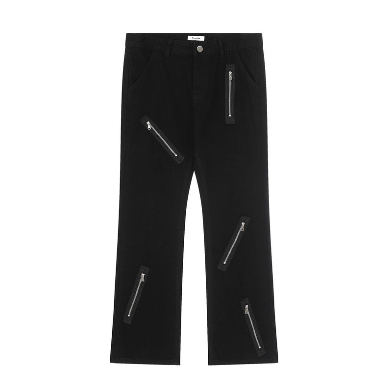 Men Jeans Trendy Unique Zipper Bell-Bottom Pants