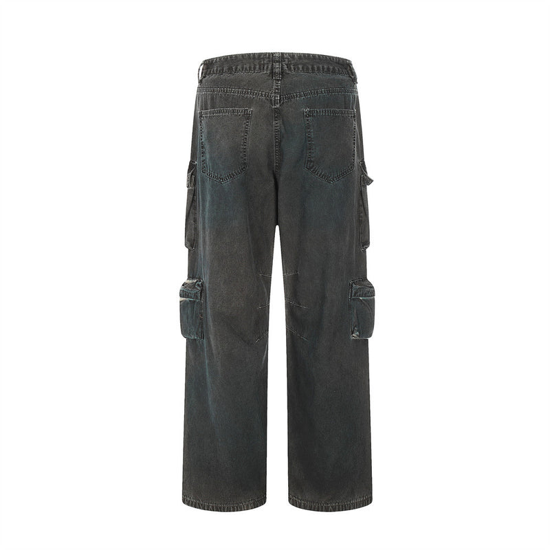 Men Jeans Personalized Multi-Pocket Workwear Style Jeans