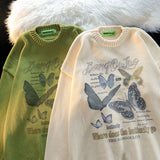 Women Sweater Butterfly Print Knitted Top All-Match Sweater