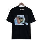 Denim Tears T Shirts Kapok T-shirt Vintage Woman Avatar Oil Painting round Neck Short Sleeve