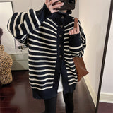 Women Knitted Cardigan Striped Knitted Cardigan Sweater