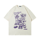 Men T-Shirt Retro Cartoon Printed Short-Sleeved T-shirt