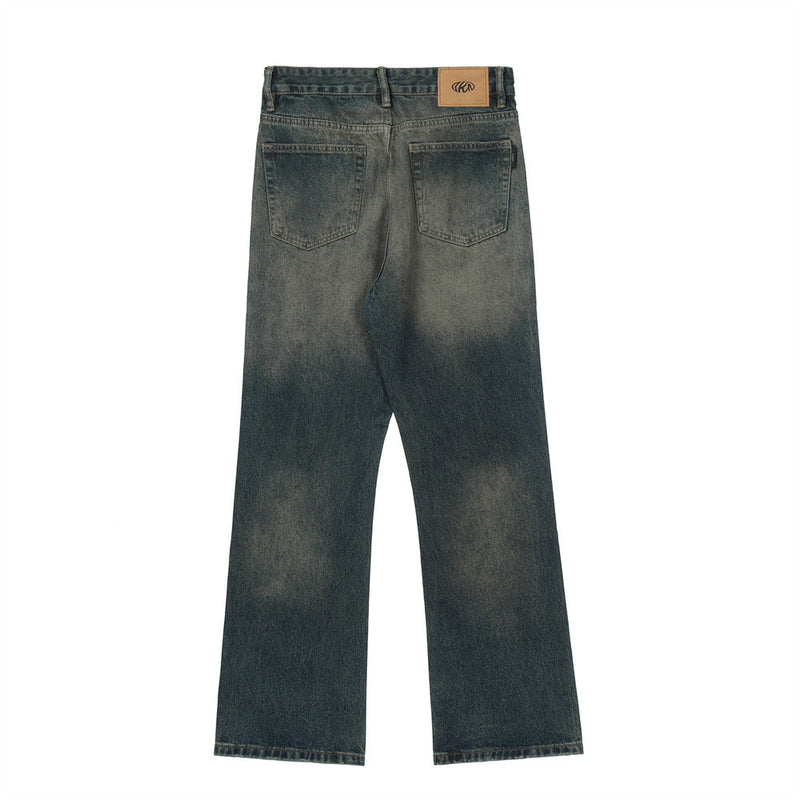 Men Jeans White Bell-Bottom Pants Loose