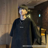 Men T Shirt Suede Summer Heavy Loose Casual