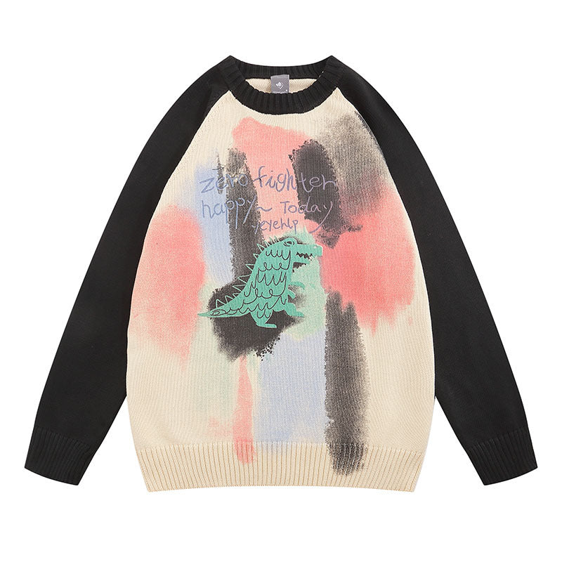 Women Sweater Tie-Dyed Knitted Top Oversize Versatile