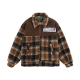 Men Cotton Mixed Jacket Coat Color-Contrast Check Coat Men's Clothing Autumn and Winter Warm-Keeping Cotton Clothing