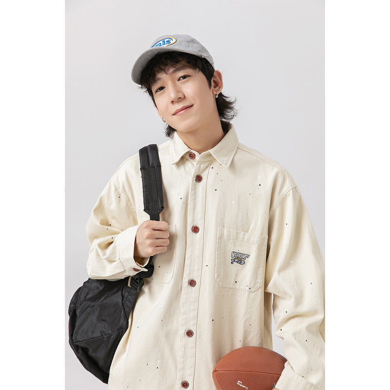 Unisex Shirt Vintage Splash Paint Distressed Loose