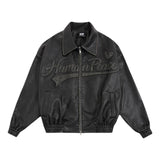 Women Jackets Vintage Distressed Embroidered Pu Baseball Uniform