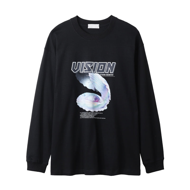 Men Long Sleeve T-Shirt Creative Science Fiction Eye Print Loose