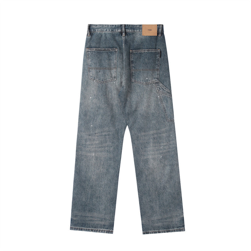 Men Jeans Splash-Ink Loose Distressed Wide Leg