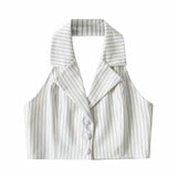 Women Vest Striped Suit Sexy Slim-Fit Short