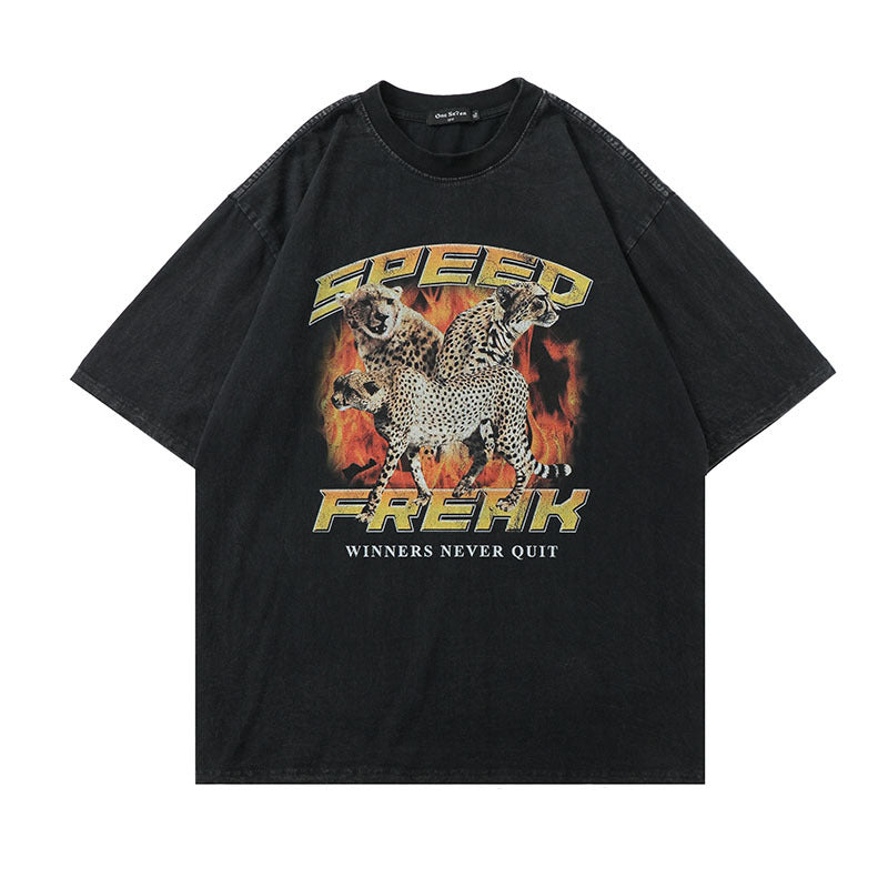 Men T-shirt Retro Figure Printing