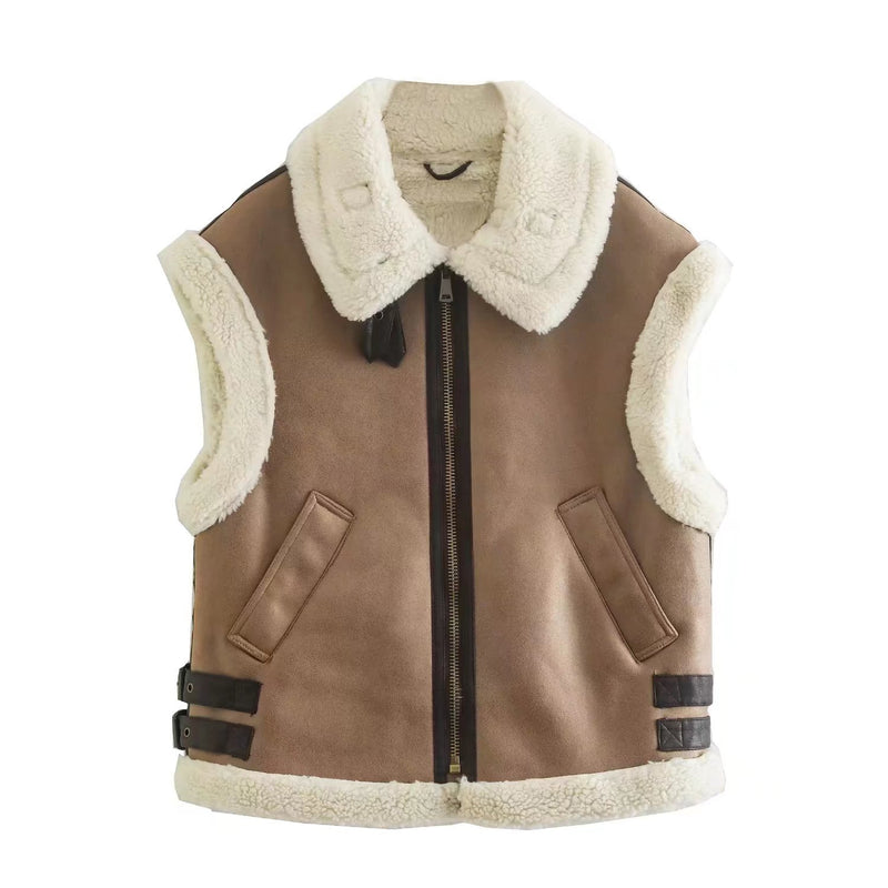 Women Cotton Coat Lamb Fur Vest Loose Thick