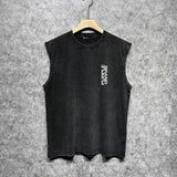 Purple Brand Distressed Tank T Shirts Distressed Sleeveless T-shirt Vest