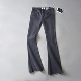 Women Jeans Frayed Flared Pants Stretch