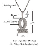 Jewelry Trend Full Diamond O BLOCK Zircon Letter Pendant Necklace Word Up St. Valentine's Spectrum Royalty
