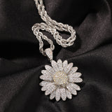 Jewelry Rotatable Zircon Sunflower Full Diamond Necklace snowflake Angel Pieces Royalty St. Valentine's