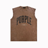 Purple Brand Distressed Tank T Shirts Distressed Sleeveless T-shirt Vest