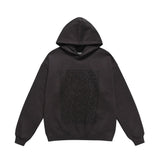 Men Fleece Lined Hoodie Autumn and Winter Hooded Sweater Male Letter Printed Long Sleeve Loose Pullover