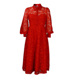 Women Dress Autumn Winter Sexy Lace See-through Dress
