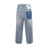 Men Jeans Hole & Patch Personality Stitching Loose