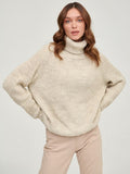 Women Work Business Casual Sweats Knitted Loose Turtleneck Thick Sweater